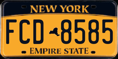 NY license plate FCD8585