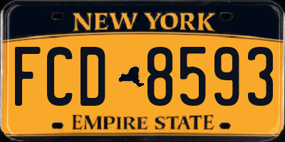 NY license plate FCD8593