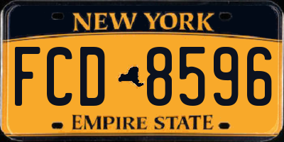 NY license plate FCD8596