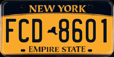 NY license plate FCD8601