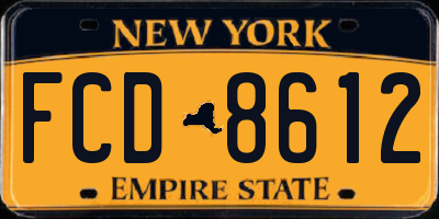 NY license plate FCD8612