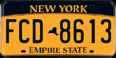 NY license plate FCD8613