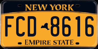NY license plate FCD8616