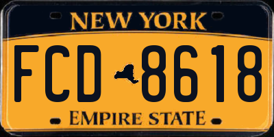 NY license plate FCD8618