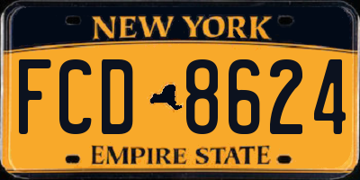 NY license plate FCD8624