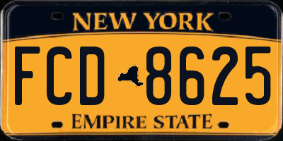 NY license plate FCD8625