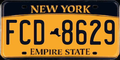 NY license plate FCD8629
