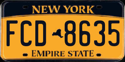 NY license plate FCD8635