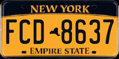 NY license plate FCD8637