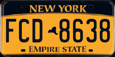 NY license plate FCD8638