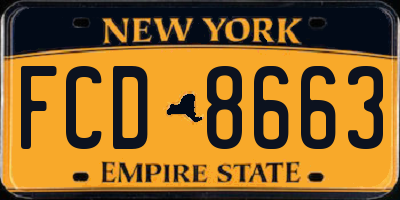 NY license plate FCD8663