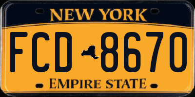 NY license plate FCD8670