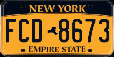 NY license plate FCD8673