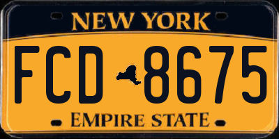 NY license plate FCD8675