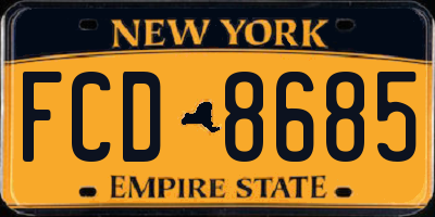 NY license plate FCD8685