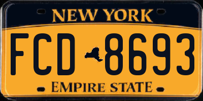 NY license plate FCD8693