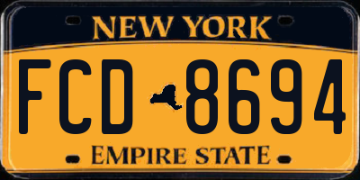 NY license plate FCD8694