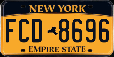 NY license plate FCD8696