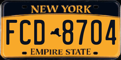 NY license plate FCD8704