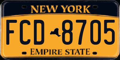NY license plate FCD8705