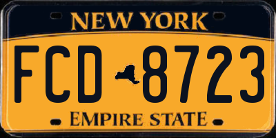 NY license plate FCD8723