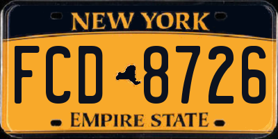 NY license plate FCD8726