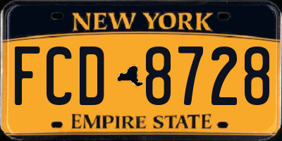 NY license plate FCD8728