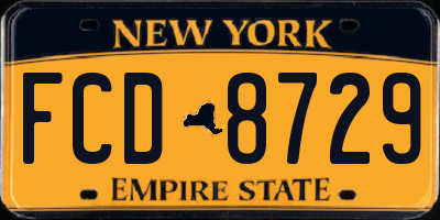 NY license plate FCD8729