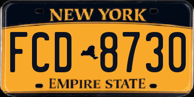NY license plate FCD8730