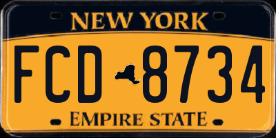 NY license plate FCD8734