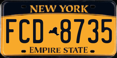 NY license plate FCD8735
