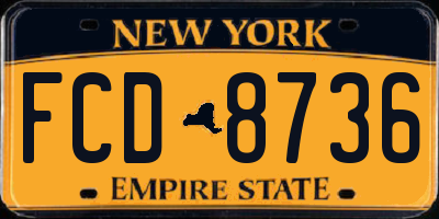 NY license plate FCD8736