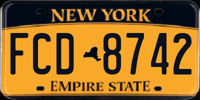 NY license plate FCD8742