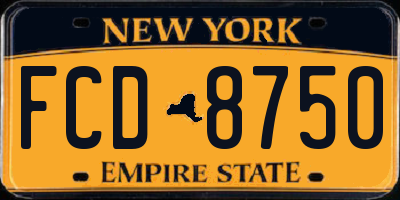 NY license plate FCD8750