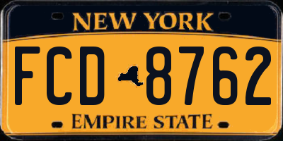 NY license plate FCD8762
