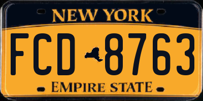 NY license plate FCD8763