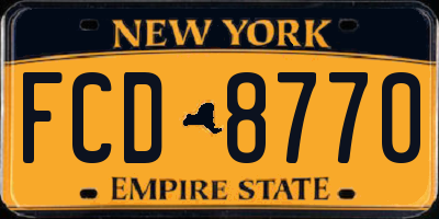NY license plate FCD8770