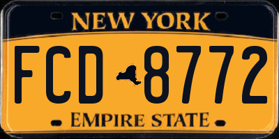 NY license plate FCD8772