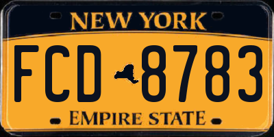 NY license plate FCD8783