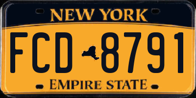 NY license plate FCD8791