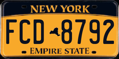 NY license plate FCD8792