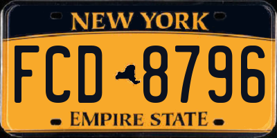 NY license plate FCD8796