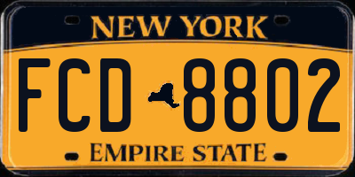 NY license plate FCD8802
