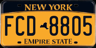 NY license plate FCD8805