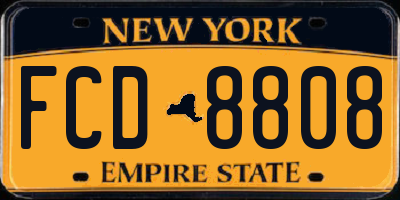 NY license plate FCD8808
