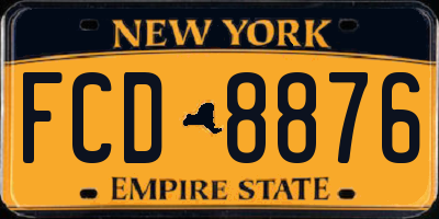 NY license plate FCD8876