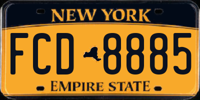NY license plate FCD8885