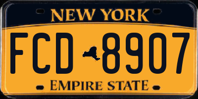 NY license plate FCD8907