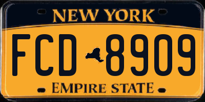 NY license plate FCD8909