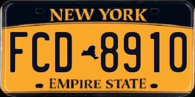 NY license plate FCD8910